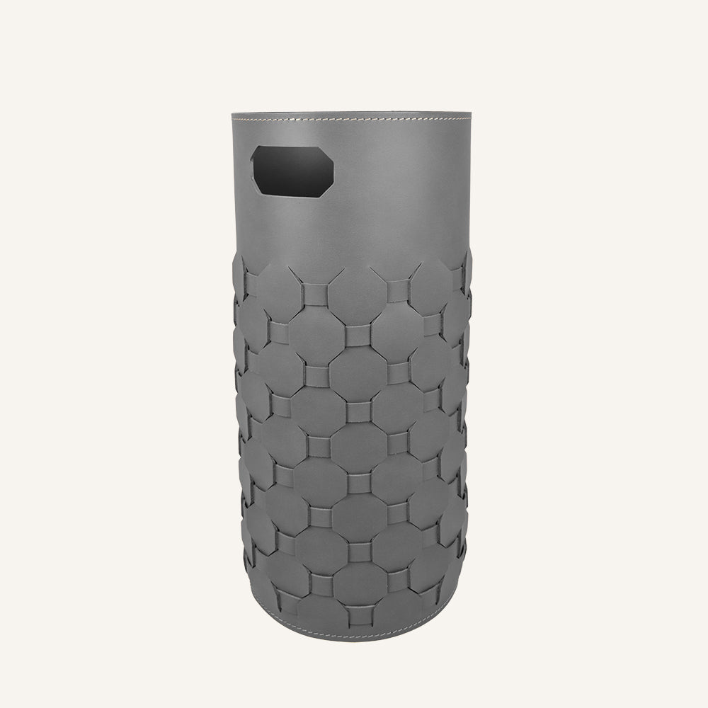Elegante portaombrelli di cuoio intrecciato LUMIA - Grigio