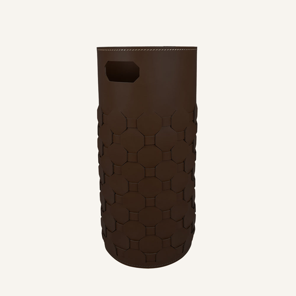 Elegante portaombrelli di cuoio intrecciato LUMIA - Marrone scuro