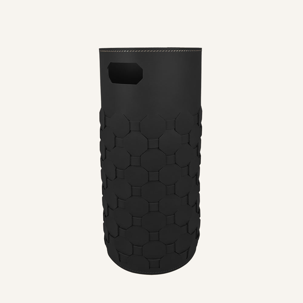 Elegante portaombrelli di cuoio intrecciato LUMIA - Nero