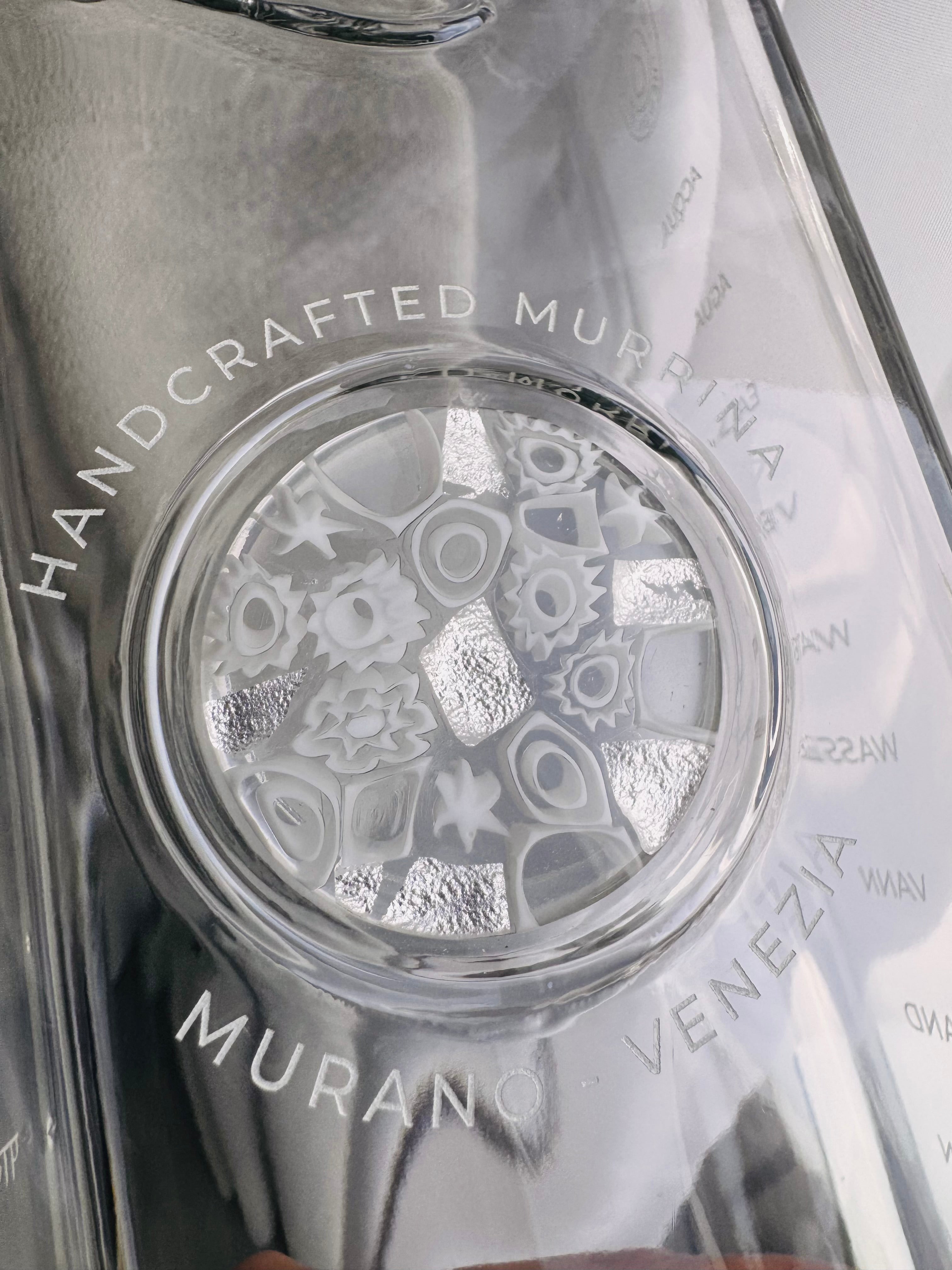 Glass Bottle with Murrina Glass of Murano - Silver Leaf 925