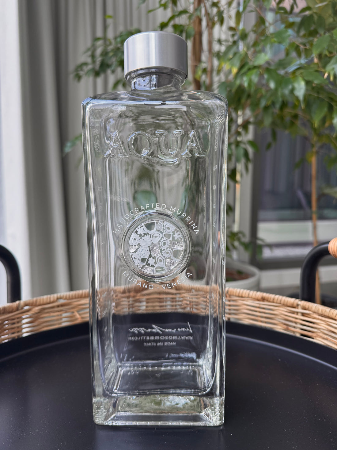 Glass Bottle with Murrina Glass of Murano - Silver Leaf 925