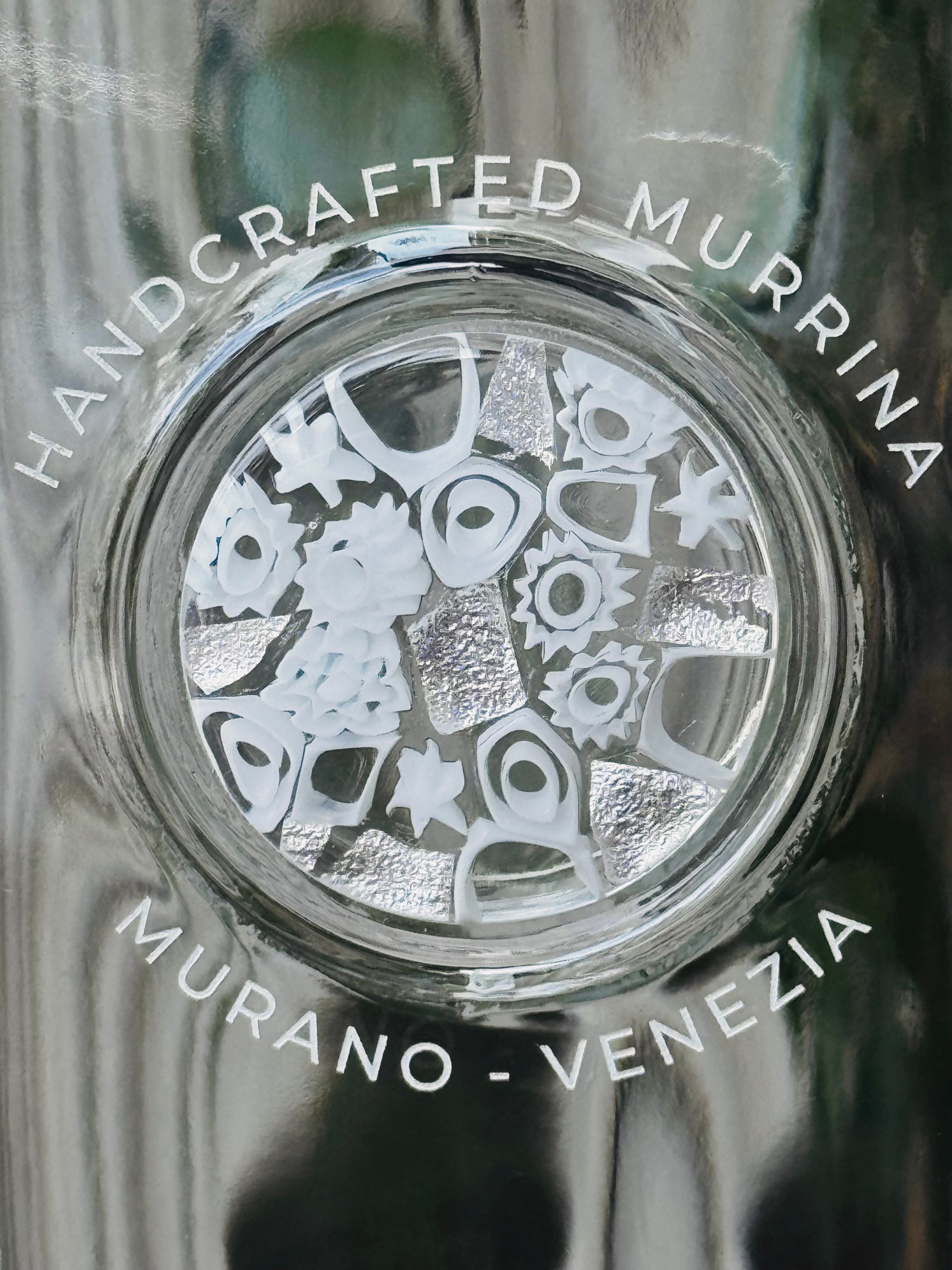 Glass Bottle with Murrina Glass of Murano - Silver Leaf 925