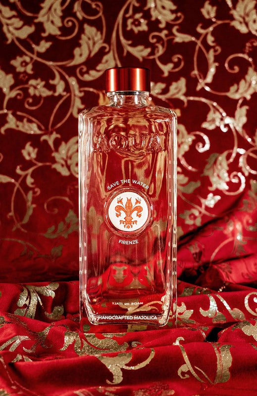 Glass Bottle with Majolica di Bassano - Firenze.