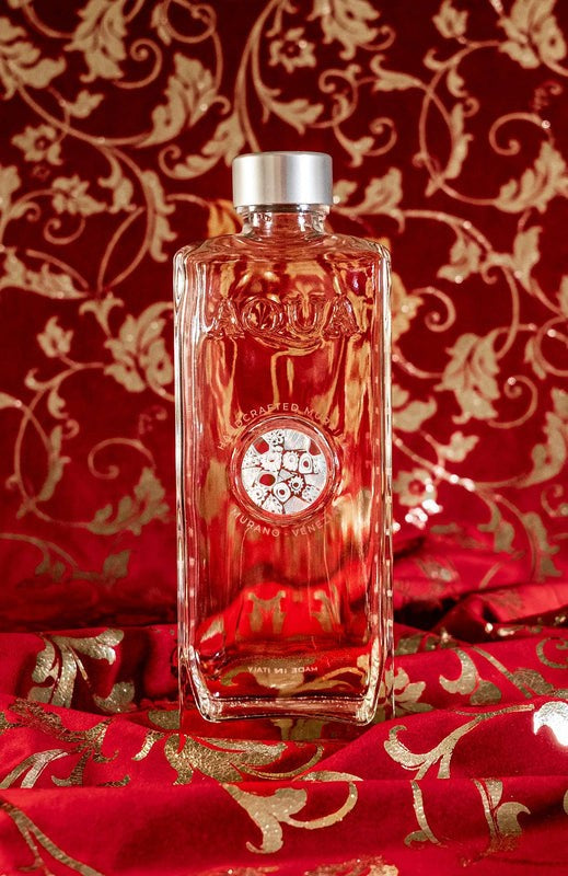 Glass Bottle with Handcrafted Murrina of Murano - White & Transparent.
