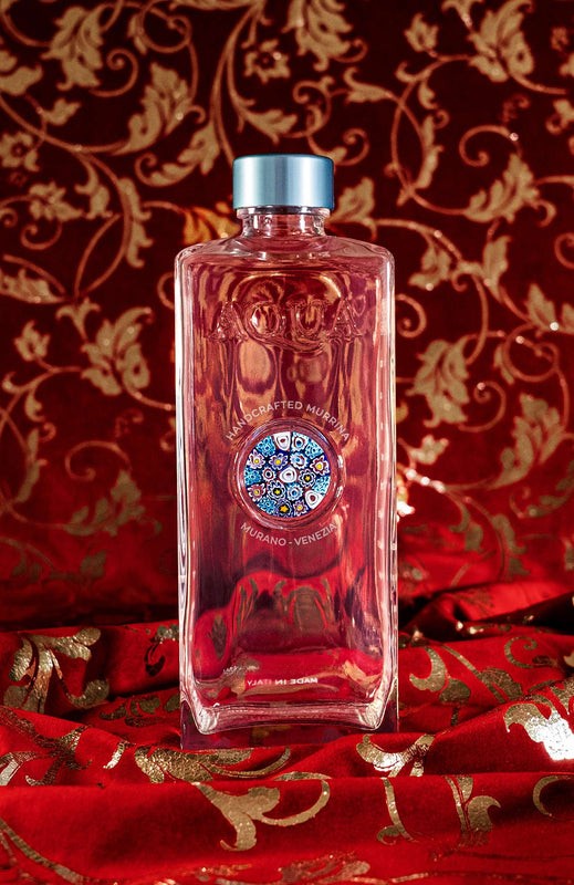 Bottle Decorated glass with Murano Murrine – Multicolor Blue