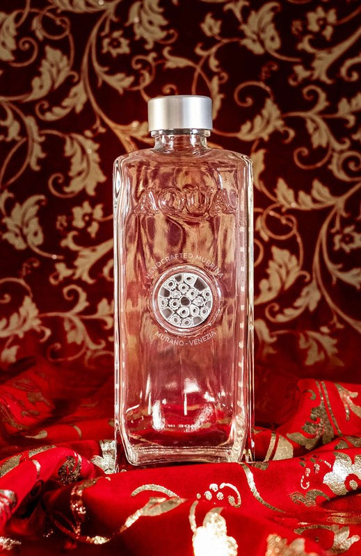 Bottle Decorated glass with Murano Murrine – White Opaco