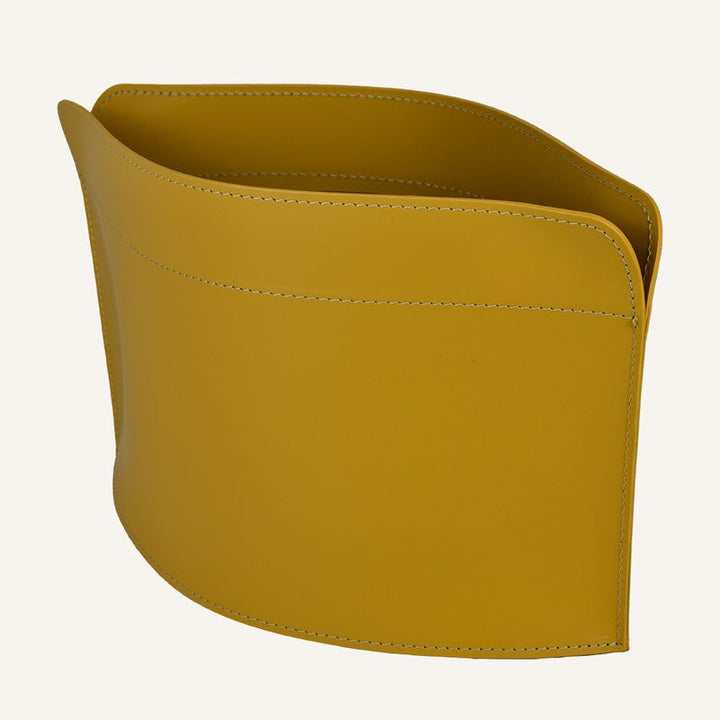 Designer Floor leather Magazine Rack GIUSY – Yellow