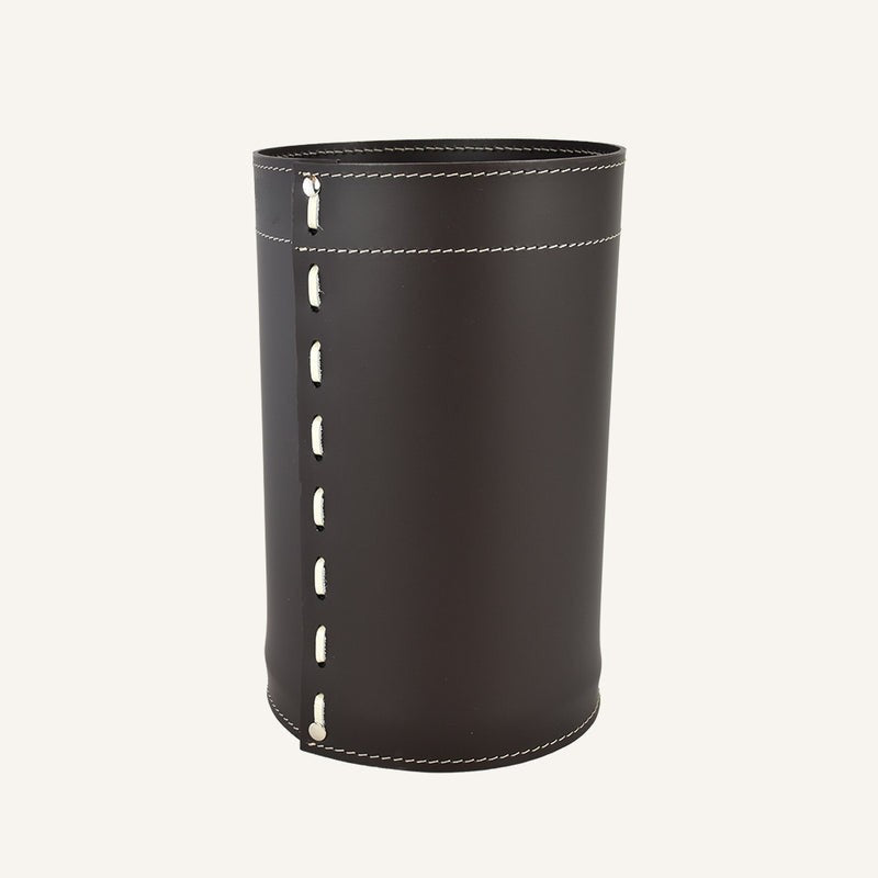 Elegant leather Wastebasket BATTISTA – Dark Brown