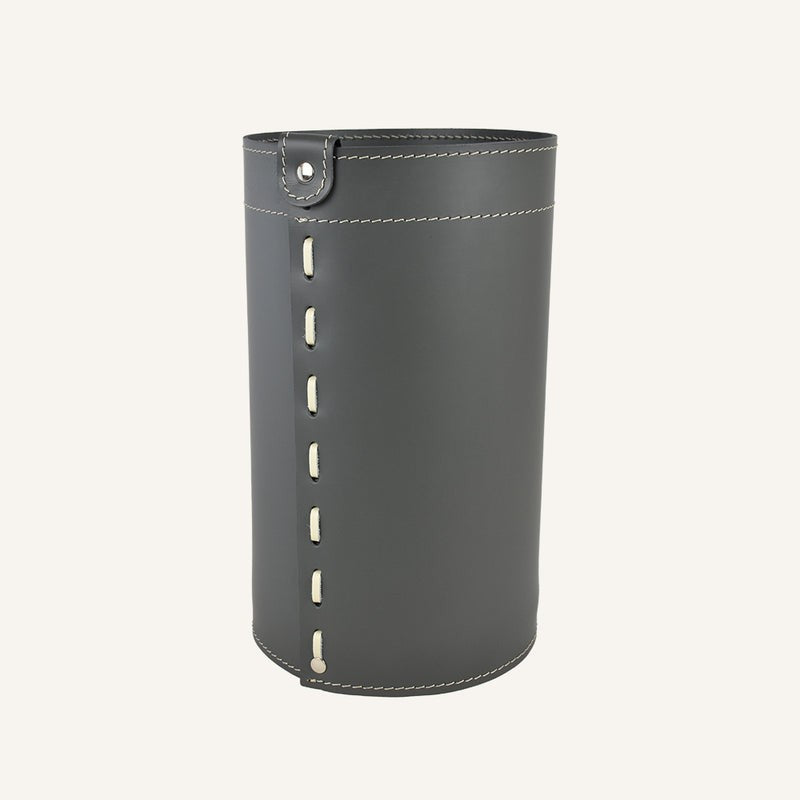 Elegant leather Wastebasket BATTISTA – Gray