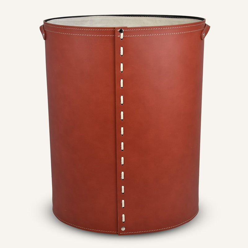 Open Oval leather Laundry Hamper ARPEA