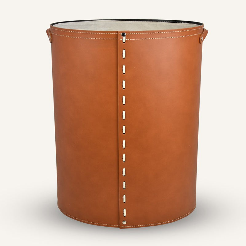 Open Oval leather Laundry Hamper ARPEA