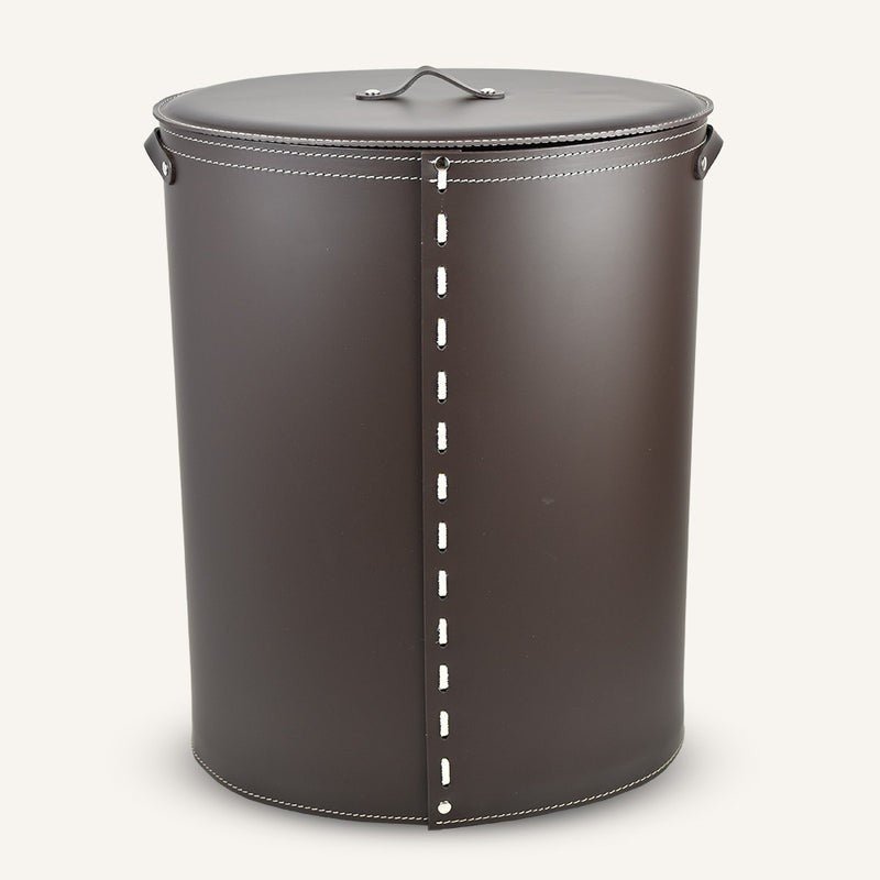 Oval leather Laundry Hamper RICCARDA