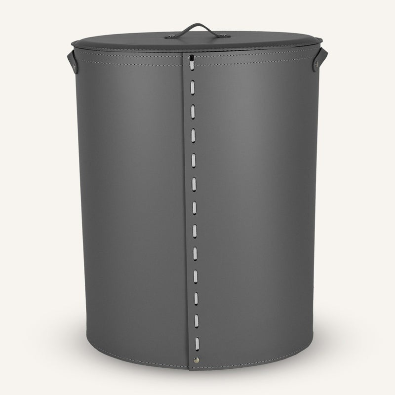 Oval leather Laundry Hamper RICCARDA