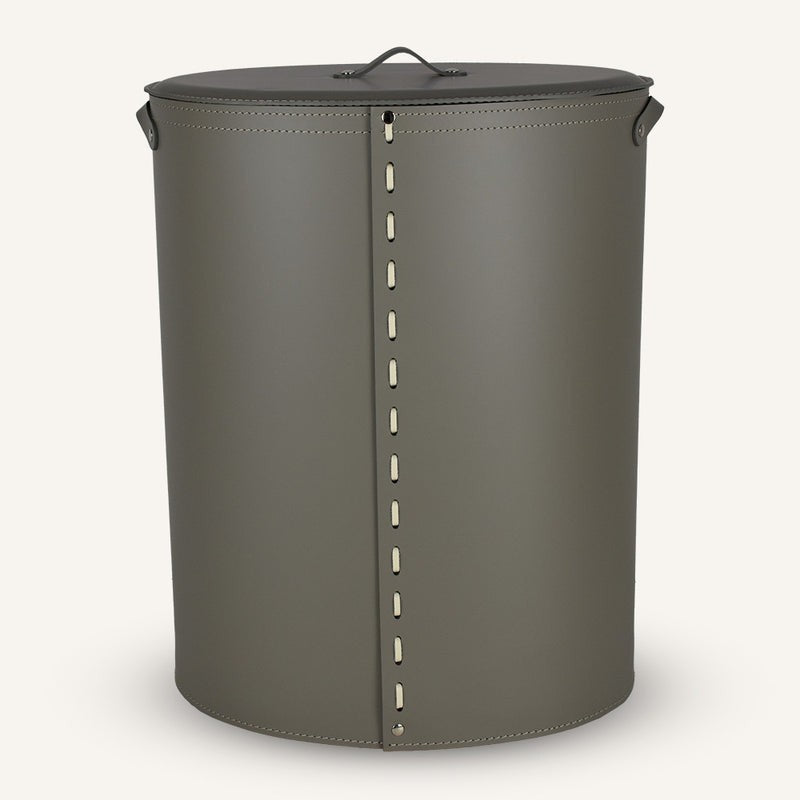 Oval leather Laundry Hamper RICCARDA