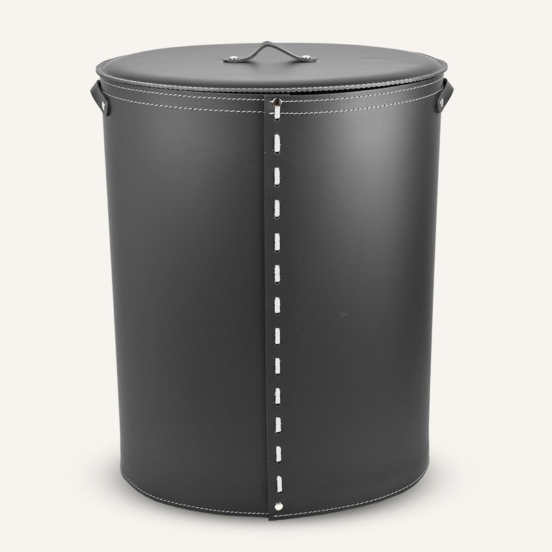 Oval leather Laundry Hamper RICKY