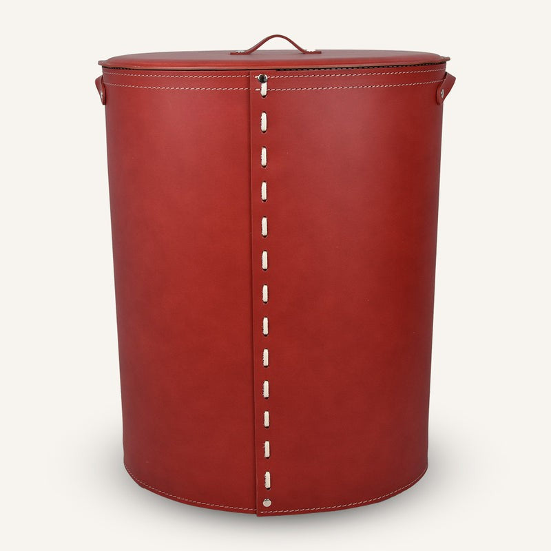 Oval leather Laundry Hamper RICKY