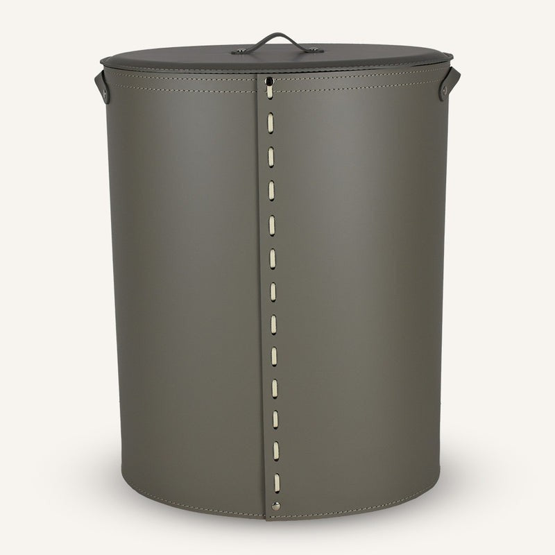 Oval leather Laundry Hamper RICKY