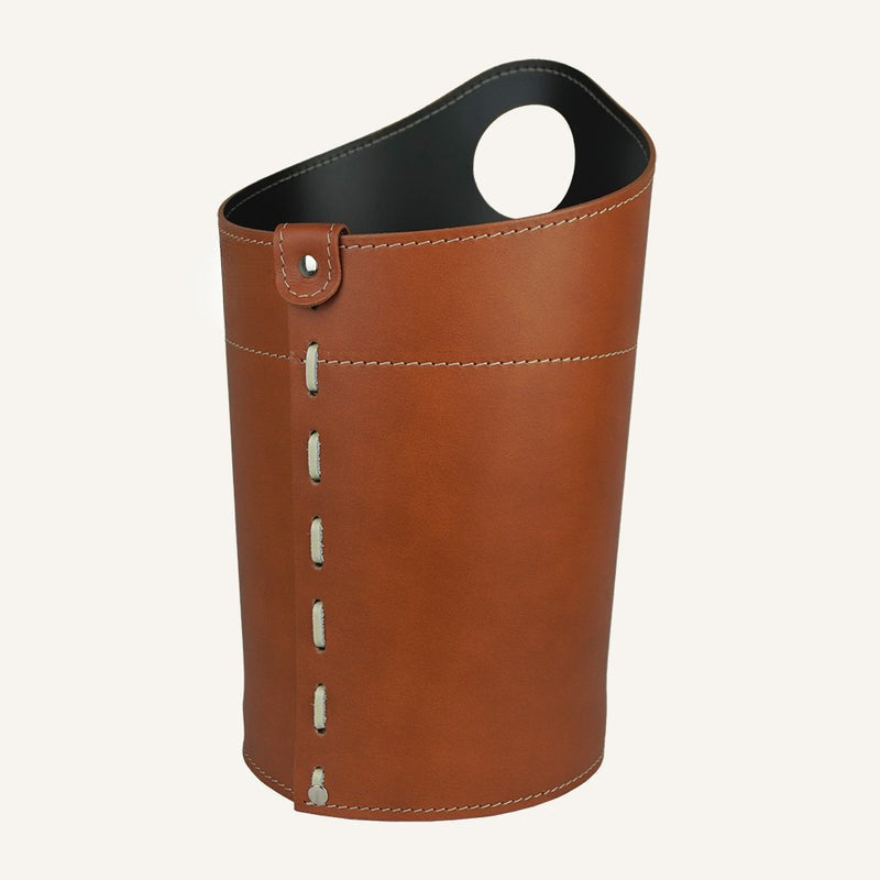 leather Wastebasket AMBROGIO – Brown