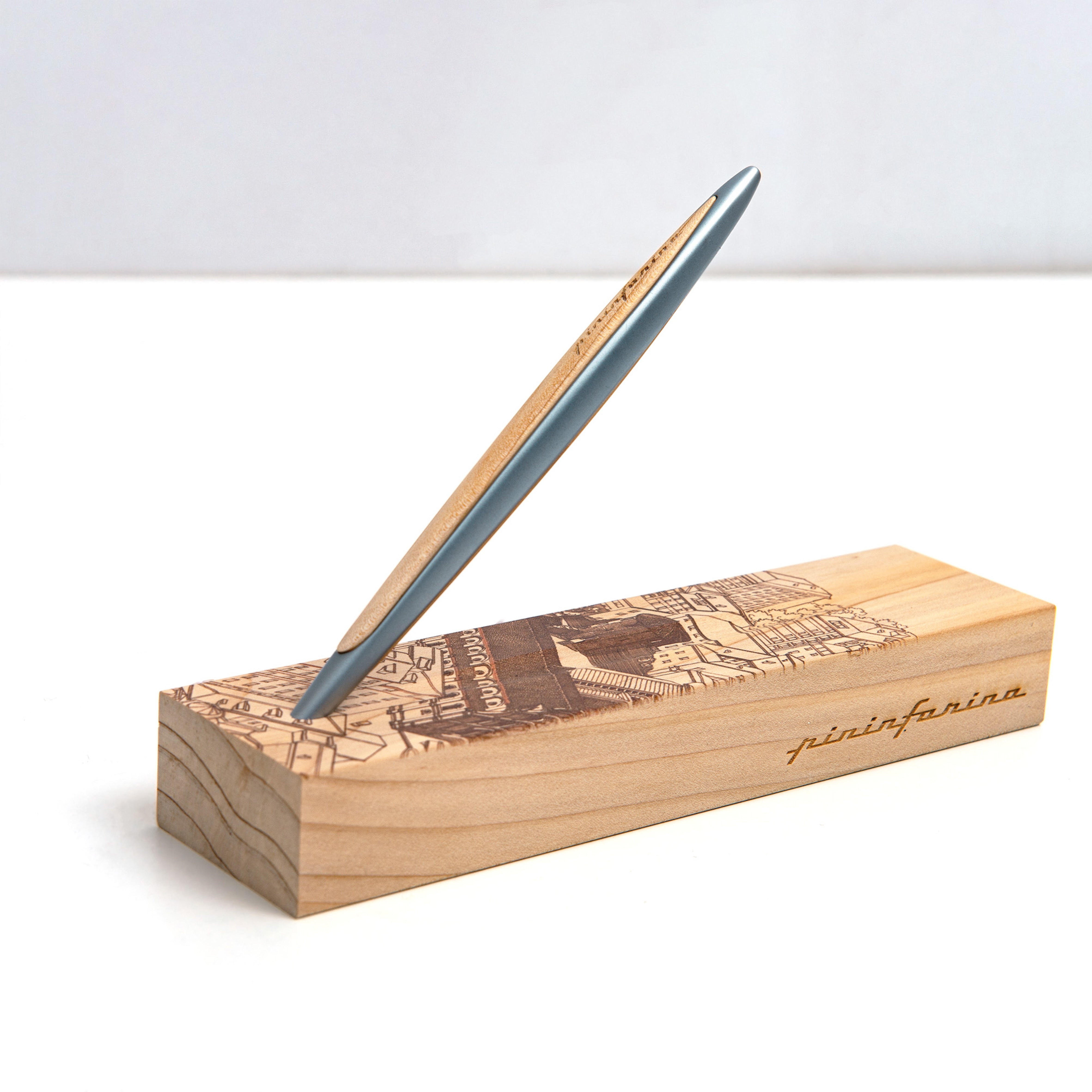 Pininfarina Cambiano Ethergraf® Italian Beauty – Stylus with Ethergraf® or Ballpoint Tip &amp; Cedar Wood Desk Stand (Special Edition)