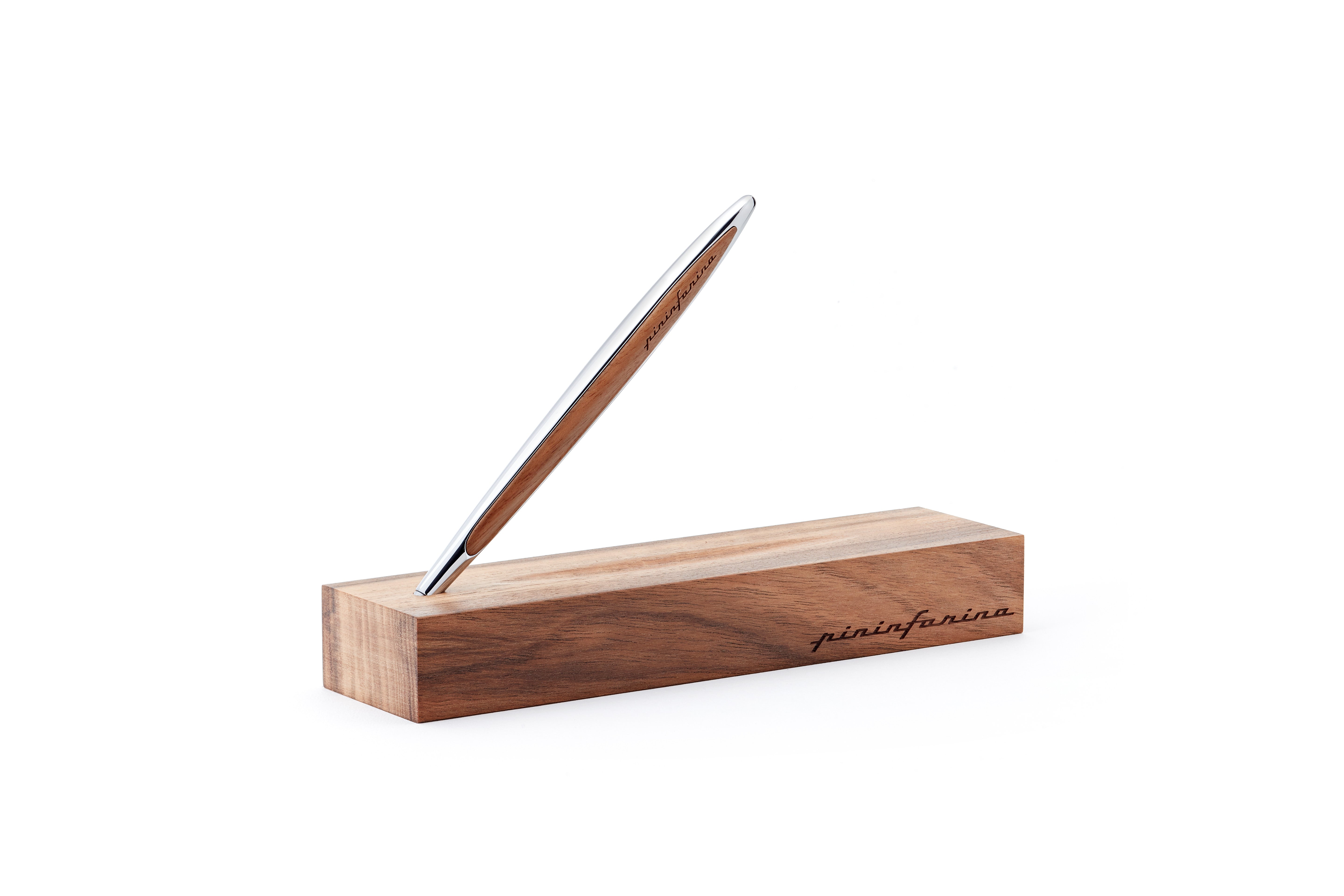 Pininfarina Cambiano Classic Ink - Ballpoint Pen with Solid Wood Desk Stand