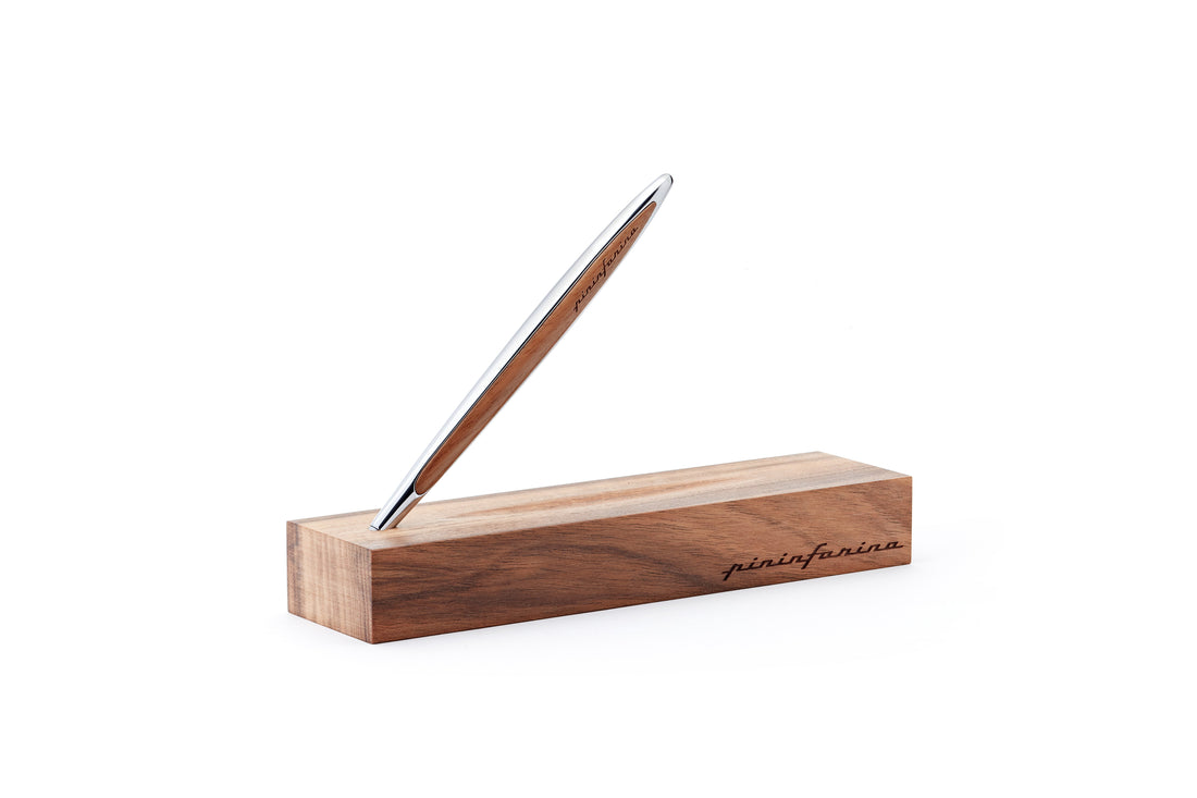 Pininfarina Cambiano Classic Ink - Ballpoint Pen with Solid Wood Desk Stand