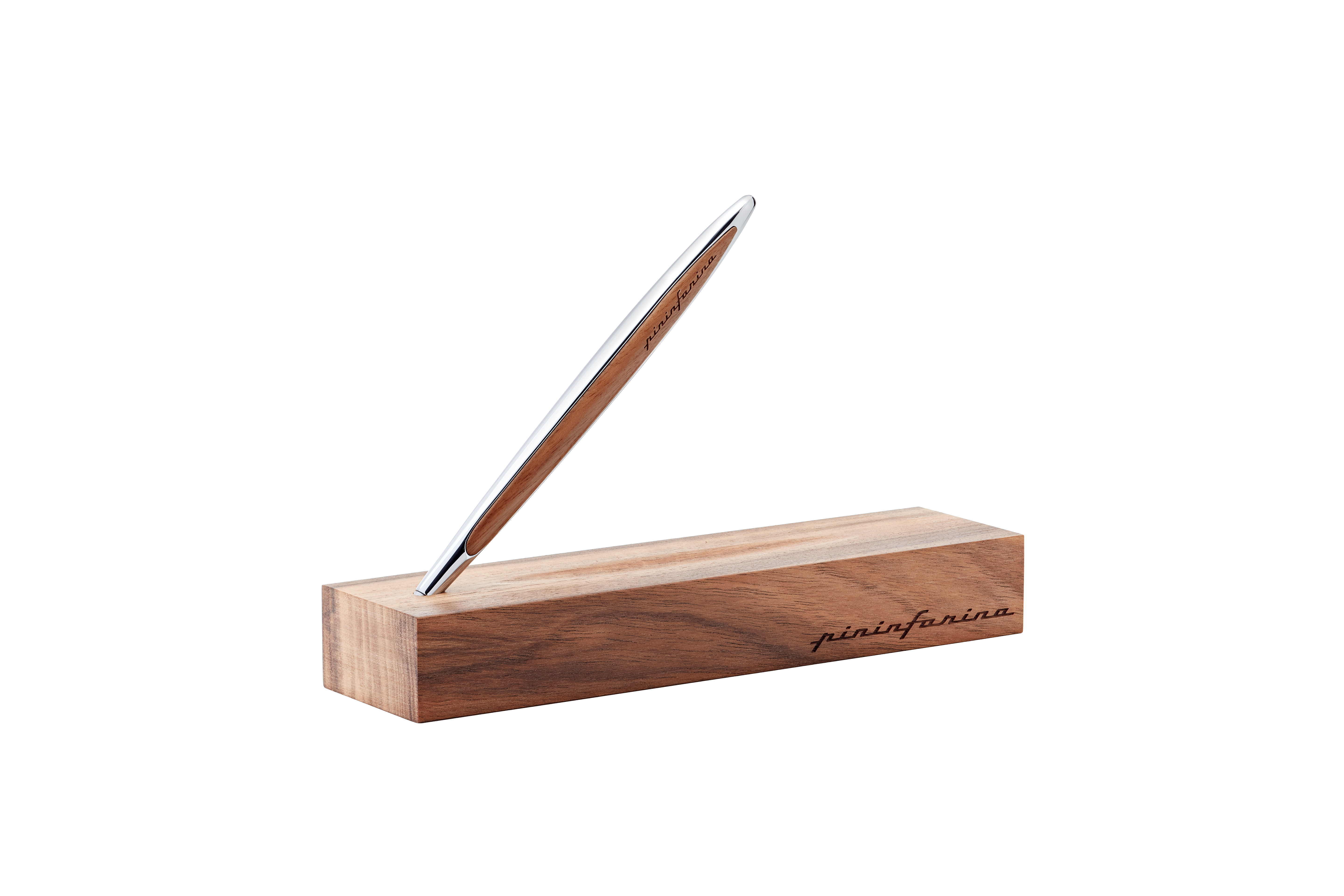 Pininfarina Cambiano Classic Ink - Ballpoint Pen with Solid Wood Desk Stand