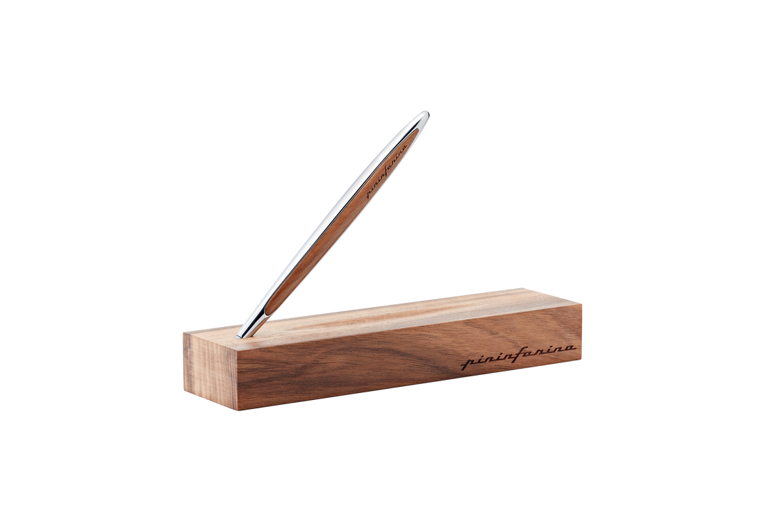 Pininfarina Cambiano Classic Ink - Ballpoint Pen with Solid Wood Desk Stand