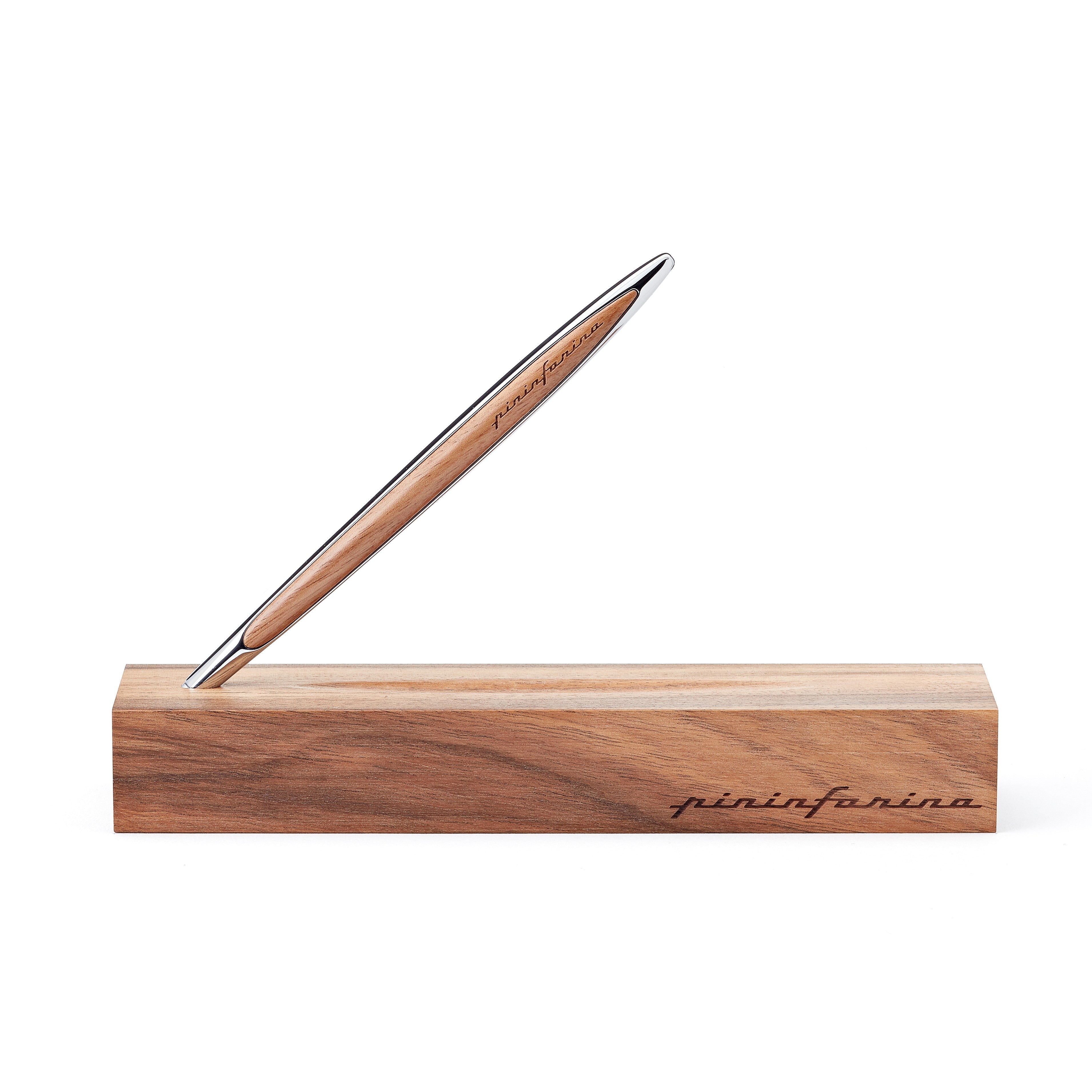 Pininfarina Cambiano Classic Ink - Ballpoint Pen with Solid Wood Desk Stand