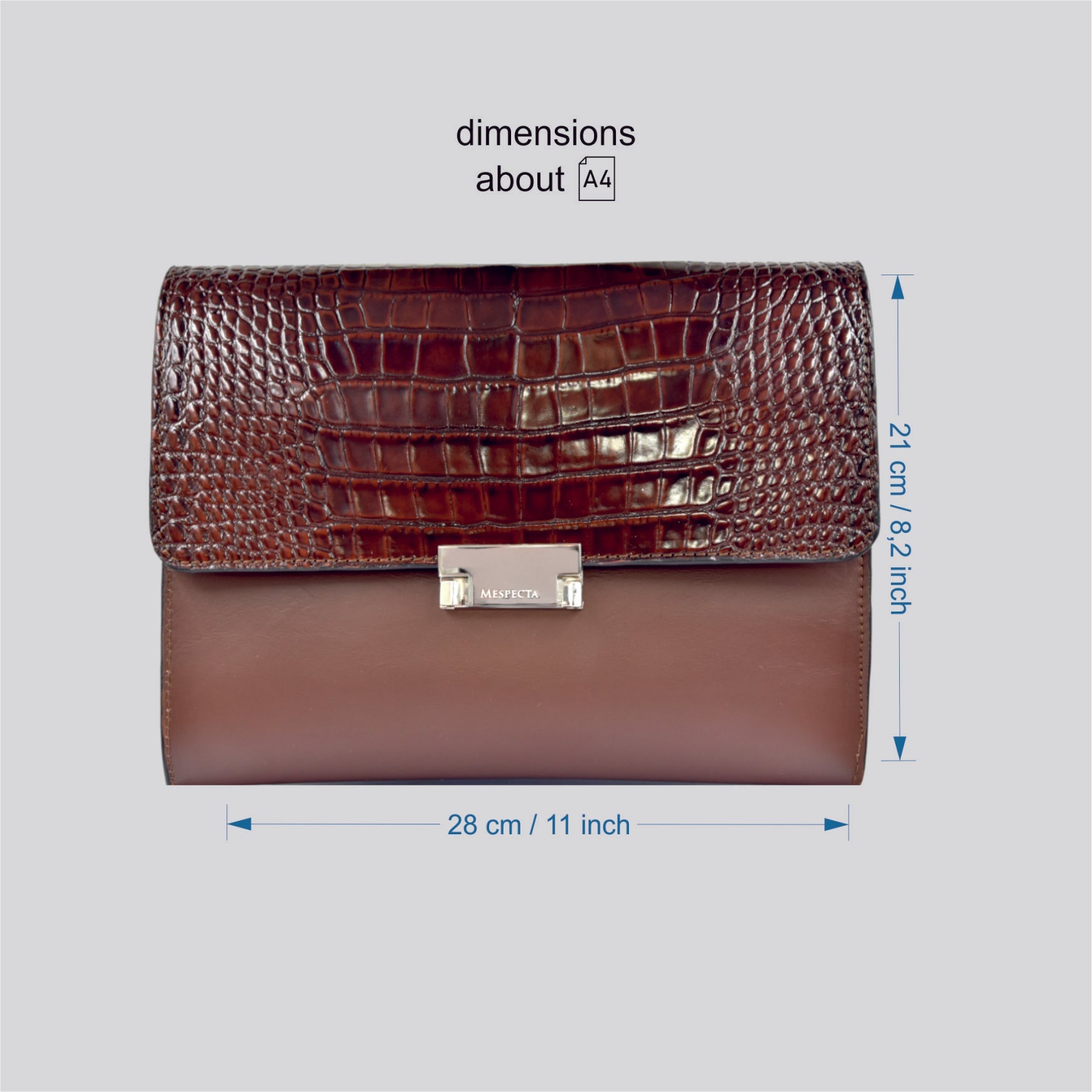 Pochette Clutch mod "Agostino" borsa in vera pelle di coccodrillo - Personalizzabile con iniziali - Marrone