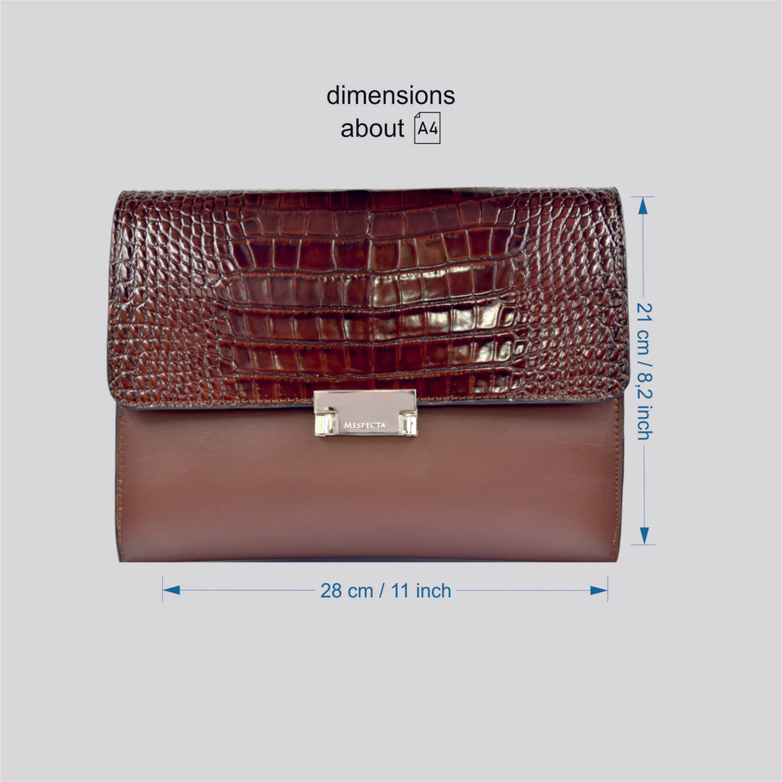 Pochette Clutch mod "Agostino" borsa in vera pelle di coccodrillo - Personalizzabile con iniziali - Marrone