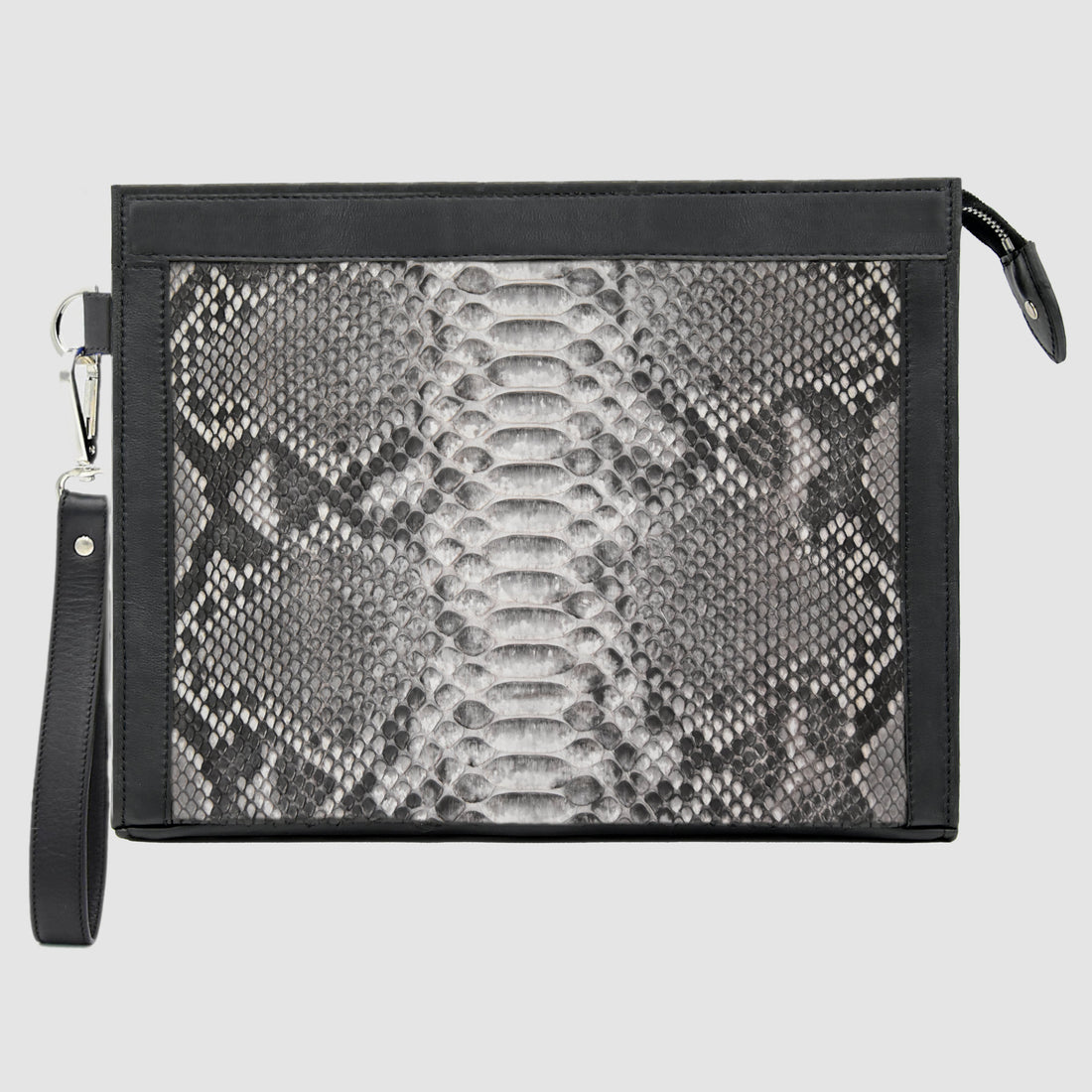 Pochette borsello mod. Conquistatore uomo Personalizzabile in vera pelle di Pitone Bianco e Nero