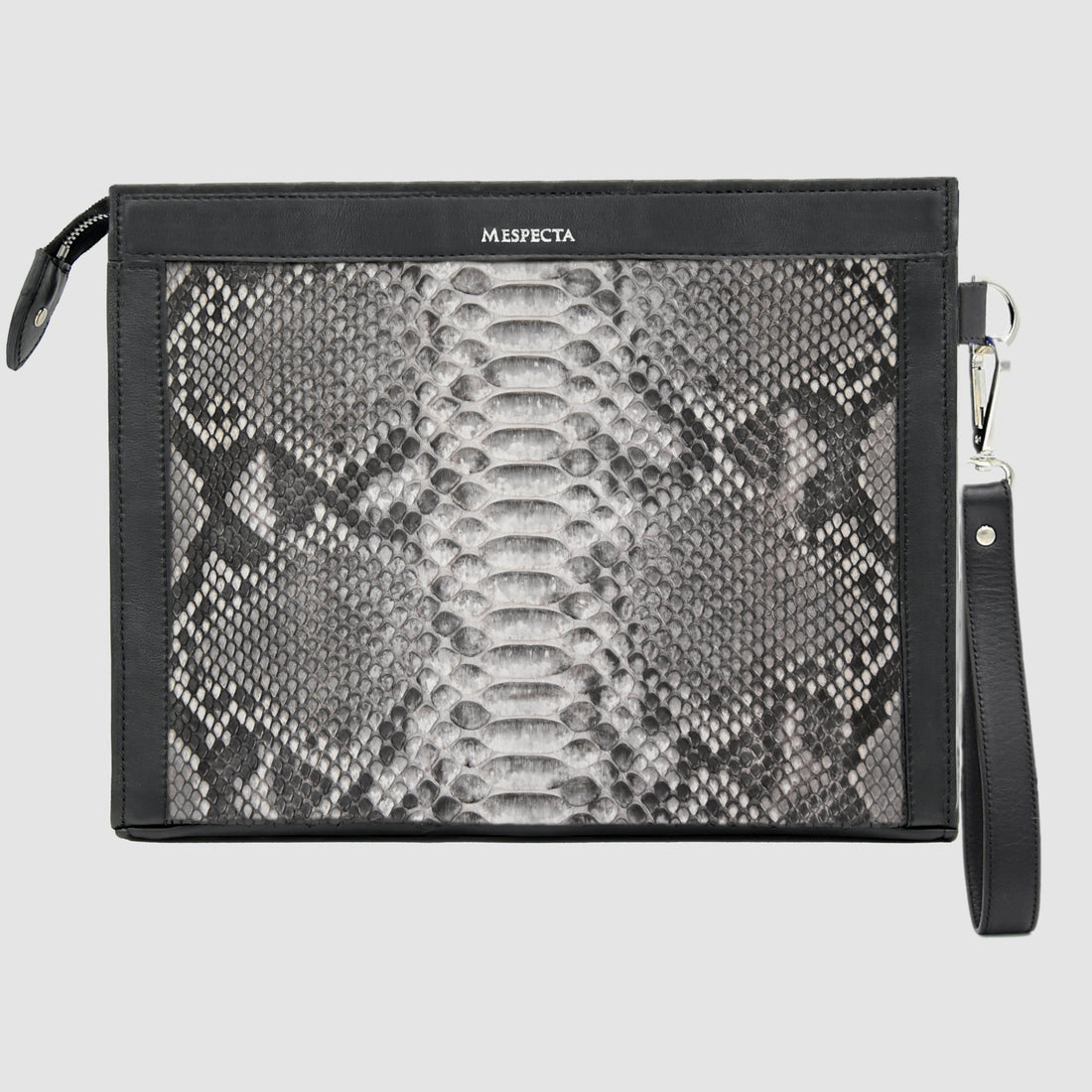 Pochette borsello mod. Conquistatore uomo Personalizzabile in vera pelle di Pitone Bianco e Nero