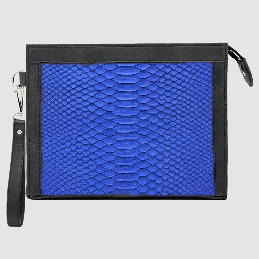 Pochette borsa mod. "Conquistatore" Uomo Personalizzabile in vera pelle di Pitone Blu Royal