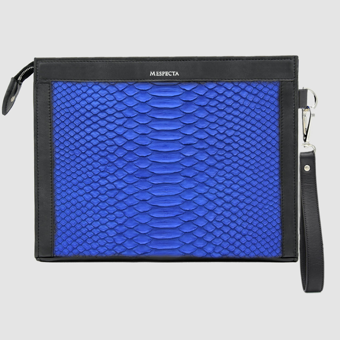 Pochette borsa mod. "Conquistatore" Uomo Personalizzabile in vera pelle di Pitone Blu Royal