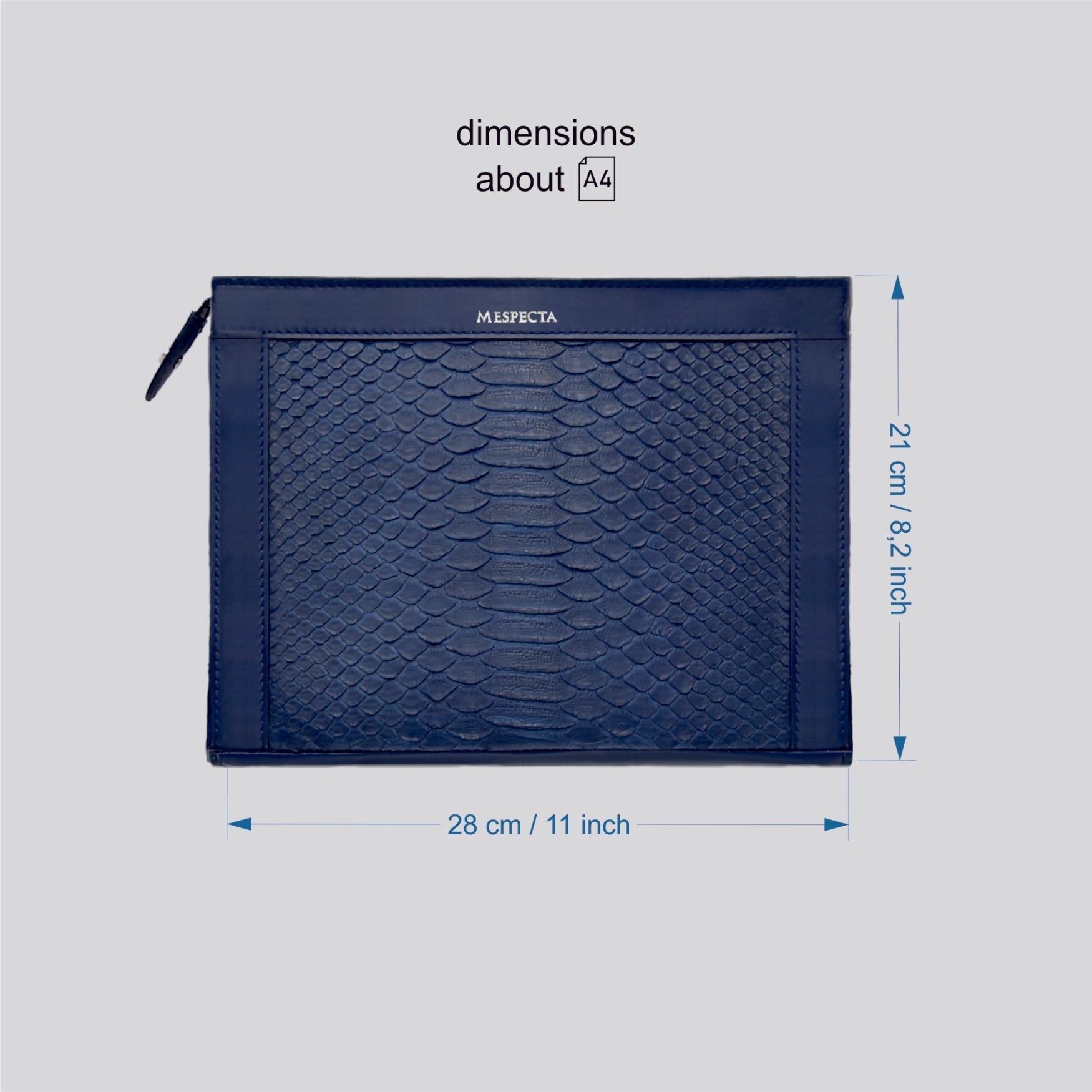 Pochette clutch mod. "Conquistatore" borsello Uomo in vera pelle di Pitone Personalizzabile con iniziali - Blu scuro