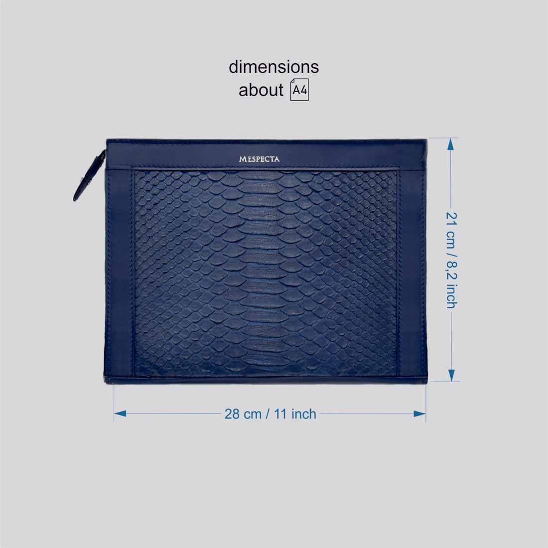 Pochette clutch mod. "Conquistatore" borsello Uomo in vera pelle di Pitone Personalizzabile con iniziali - Blu scuro