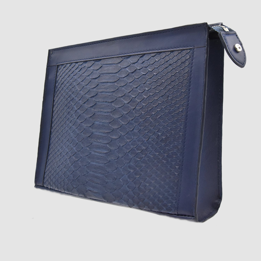 Pochette clutch mod. "Conquistatore" borsello Uomo in vera pelle di Pitone Personalizzabile con iniziali - Blu scuro