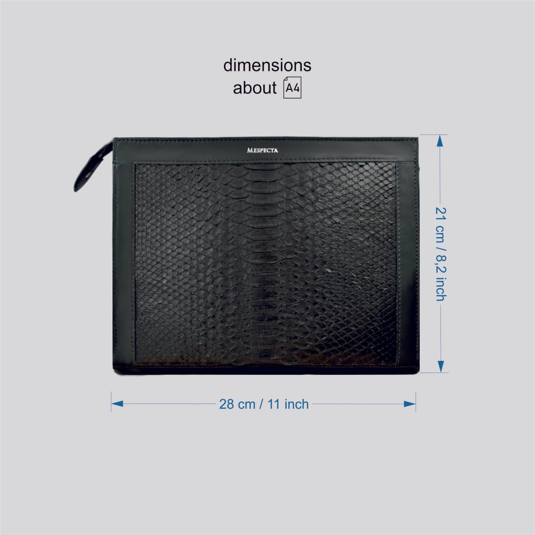 Pochette clutch borsamod. "Conquistatore" Uomo pelle di Pitone Personalizzabile con iniziali - Verde Militare