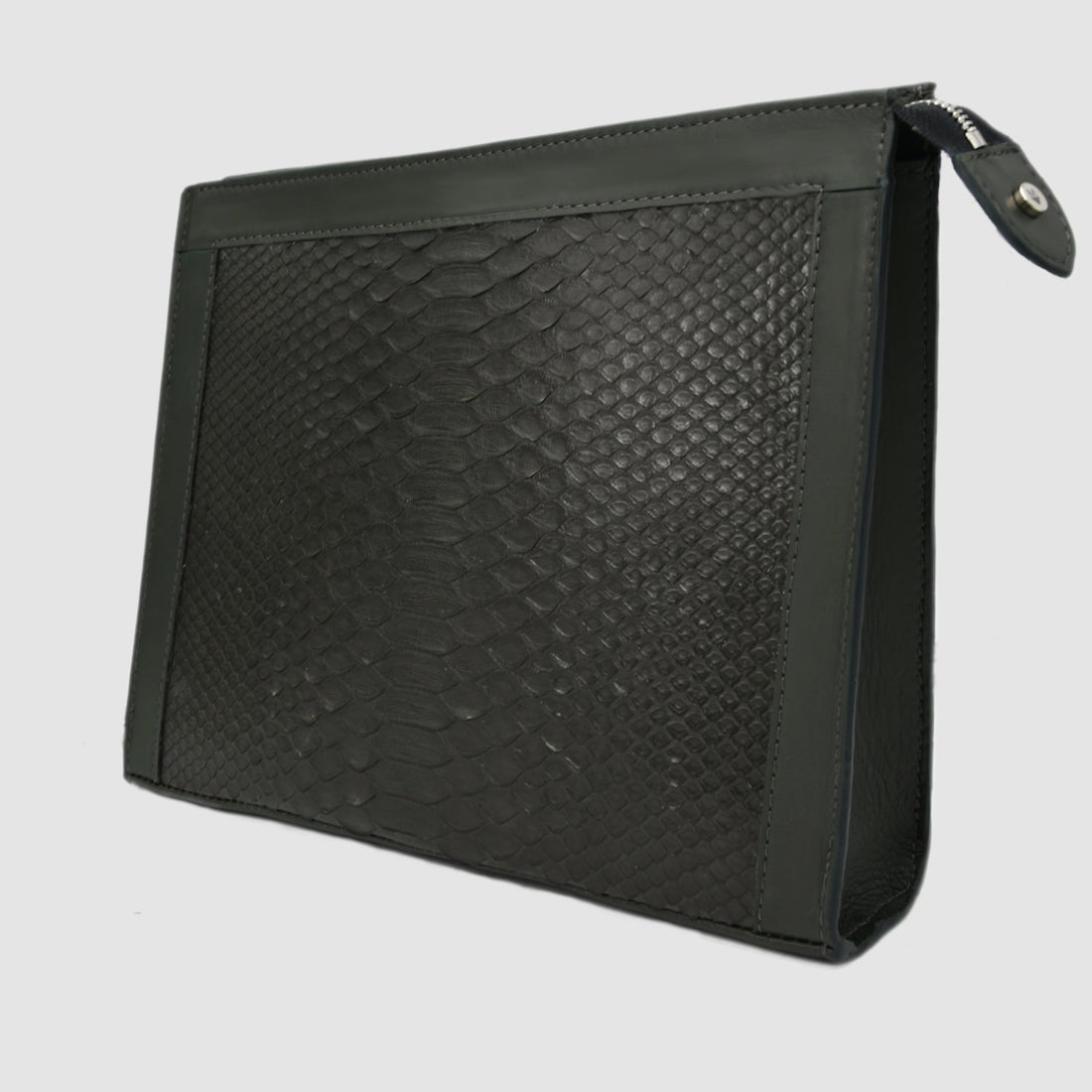 Pochette clutch borsamod. "Conquistatore" Uomo pelle di Pitone Personalizzabile con iniziali - Verde Militare