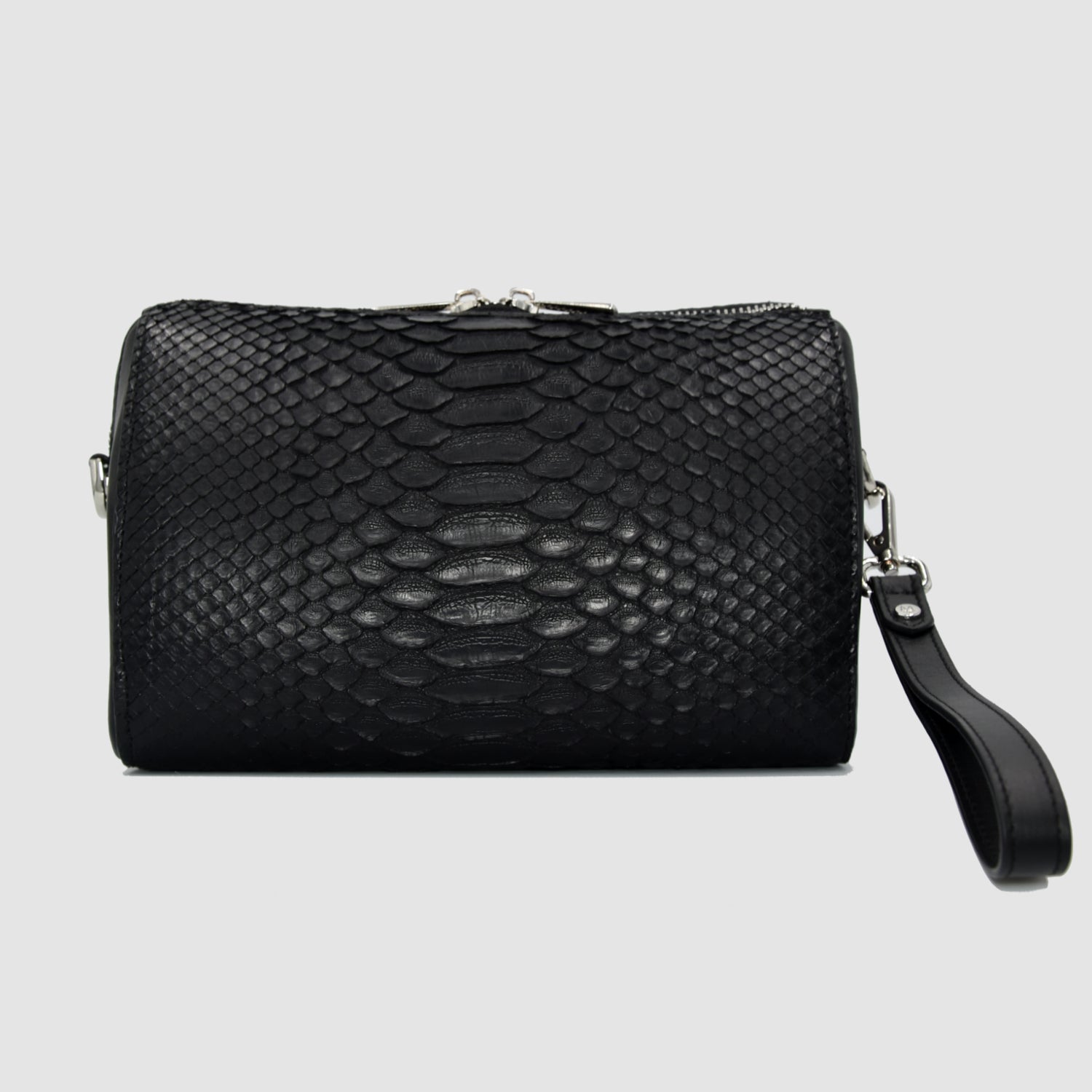 Borsa mod. "Superiore" in vera pelle di Pitone - Personalizzabile con iniziali - Nero