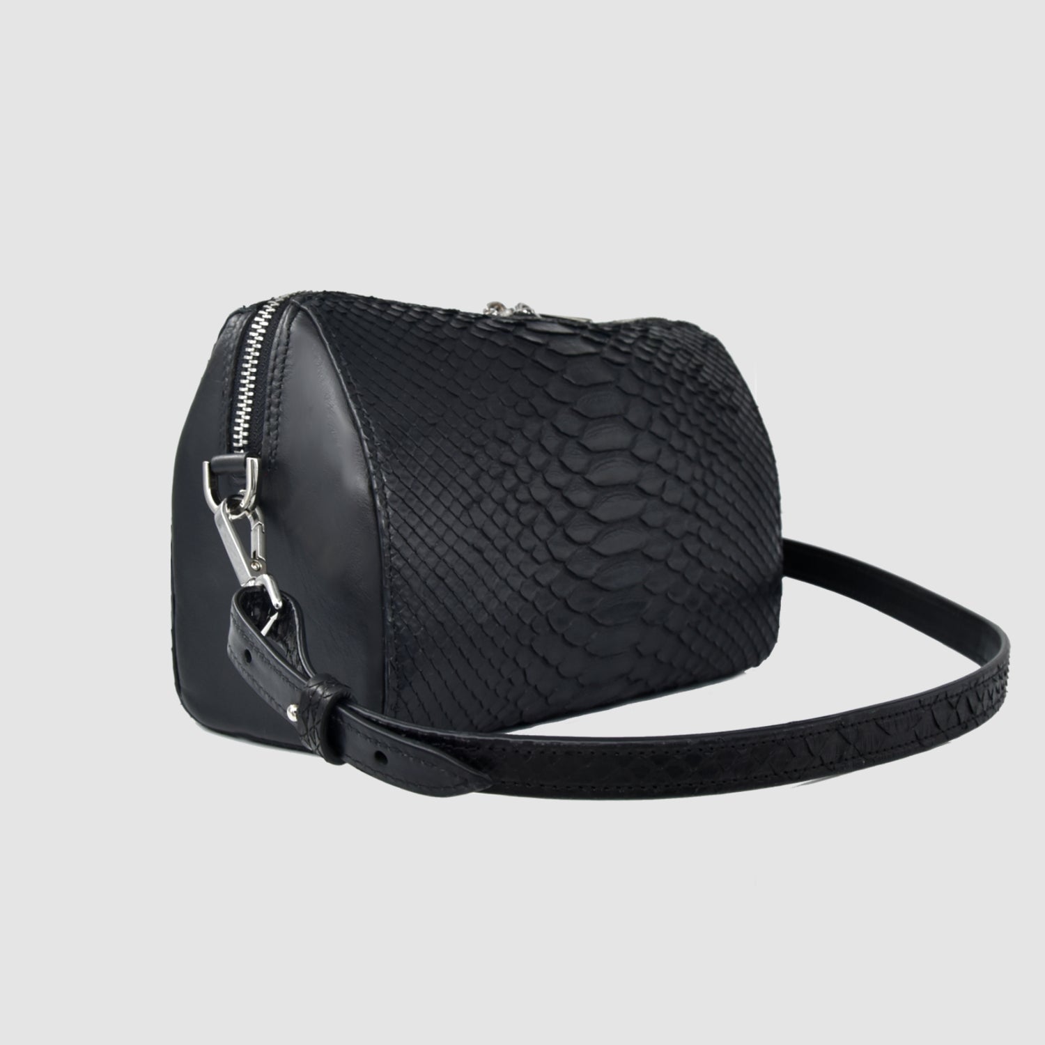 Borsa mod. "Superiore" in vera pelle di Pitone - Personalizzabile con iniziali - Nero