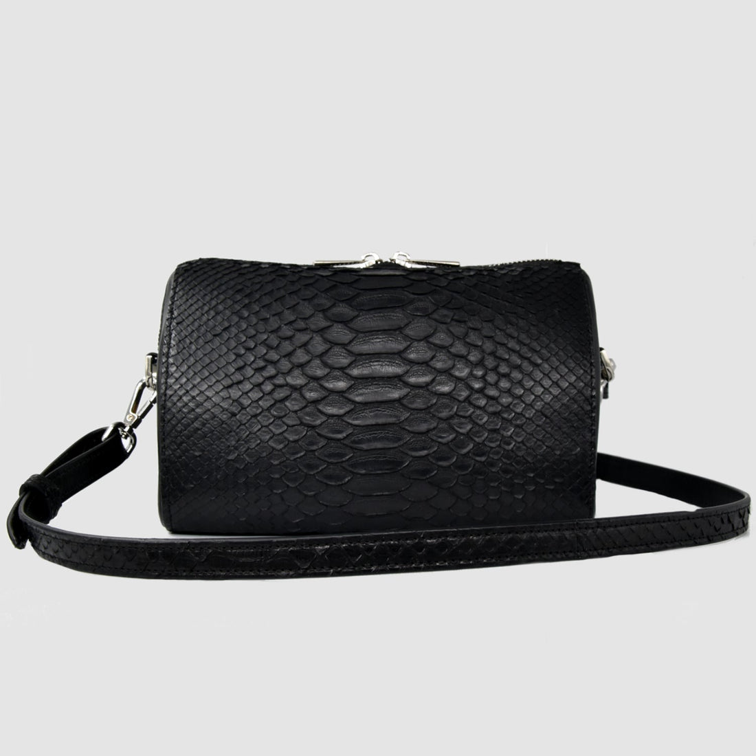 Borsa mod. "Superiore" in vera pelle di Pitone - Personalizzabile con iniziali - Nero