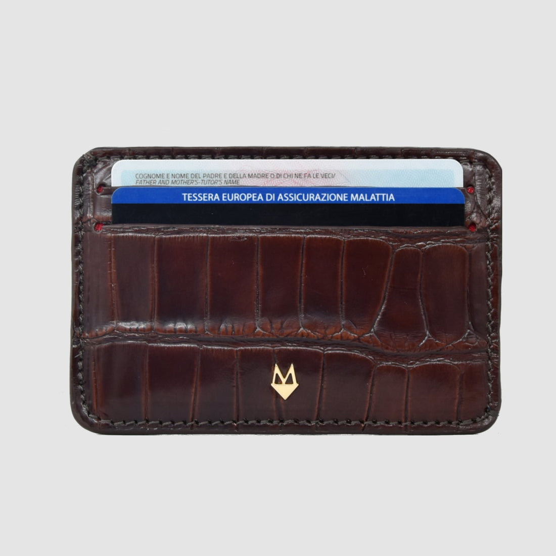 Porta carte 5 o 9 Tasche in vera pelle di Coccodrillo mod. "Brillante"