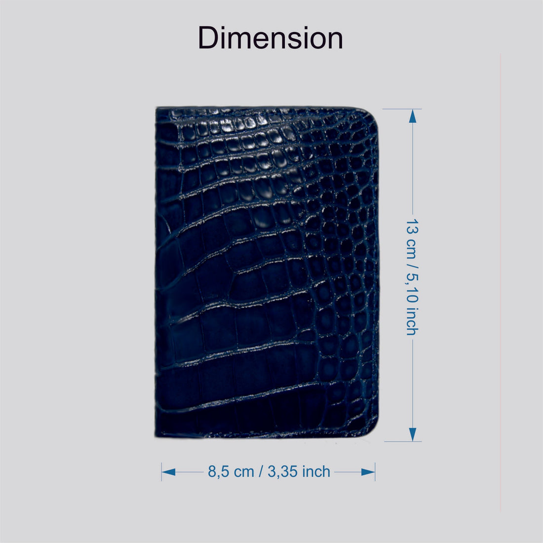 Porta carte Organizer tascabile in vera pelle di coccodrillo Personalizzabile - 10 tasche - Blu Navy