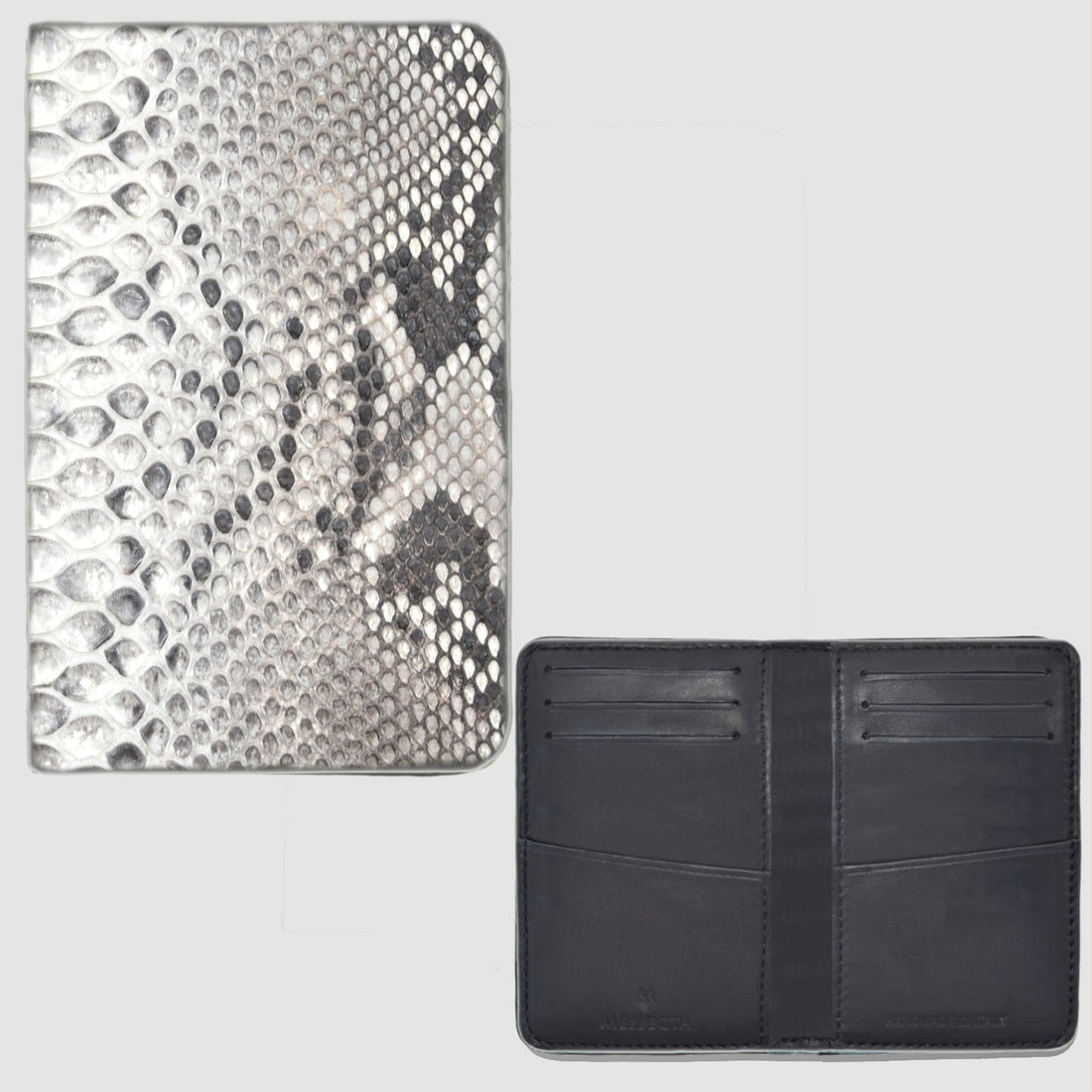 Porta carte Organizer tascabile mod "Podio" vero Pitone Personalizzabile -  Bianco Nero