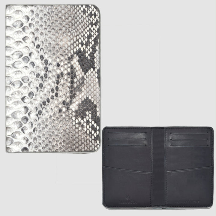 Porta carte Organizer tascabile mod "Podio" vero Pitone Personalizzabile -  Bianco Nero