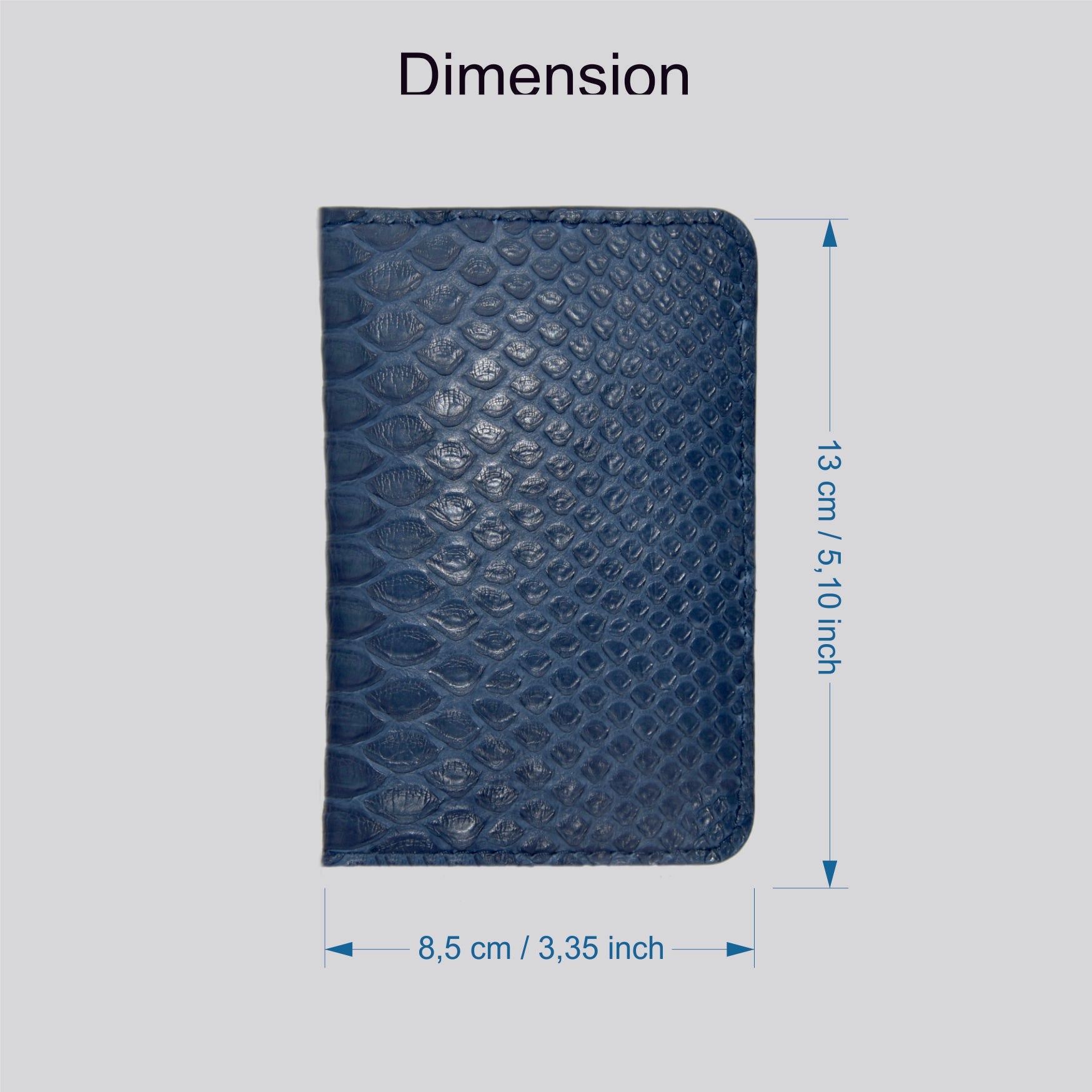 Porta carte mod "Podio" Organizer tascabile in vera pelle di Pitone Personalizzabile - Blu Navy