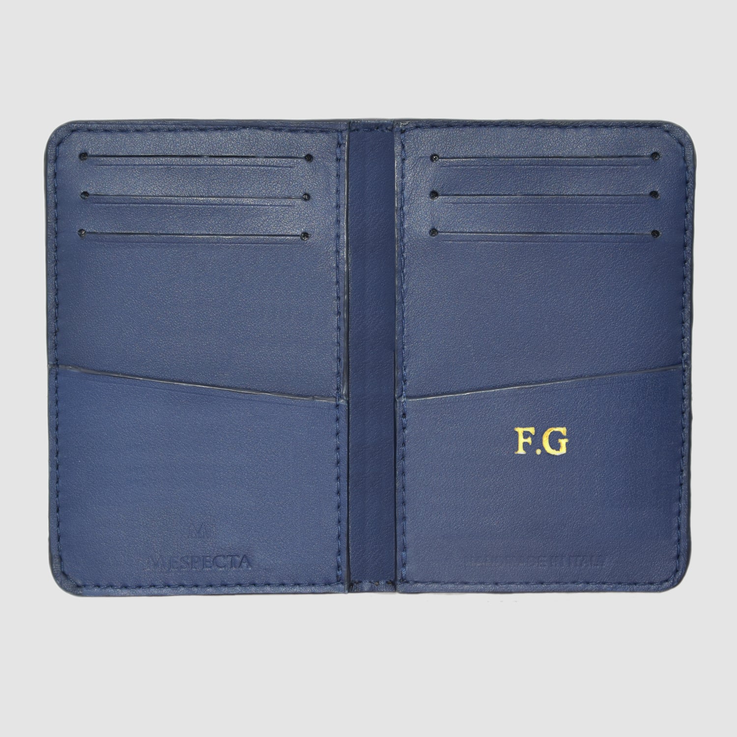 Porta carte Organizer tascabile in vera pelle di coccodrillo Personalizzabile - 10 tasche - Blu Navy