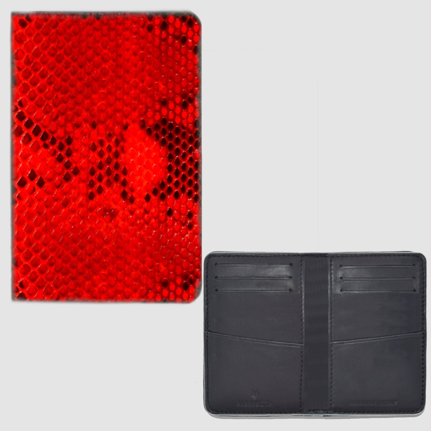 Porta carte vera pelle di Pitone mod "Podio" Personalizzabile -  Rosso
