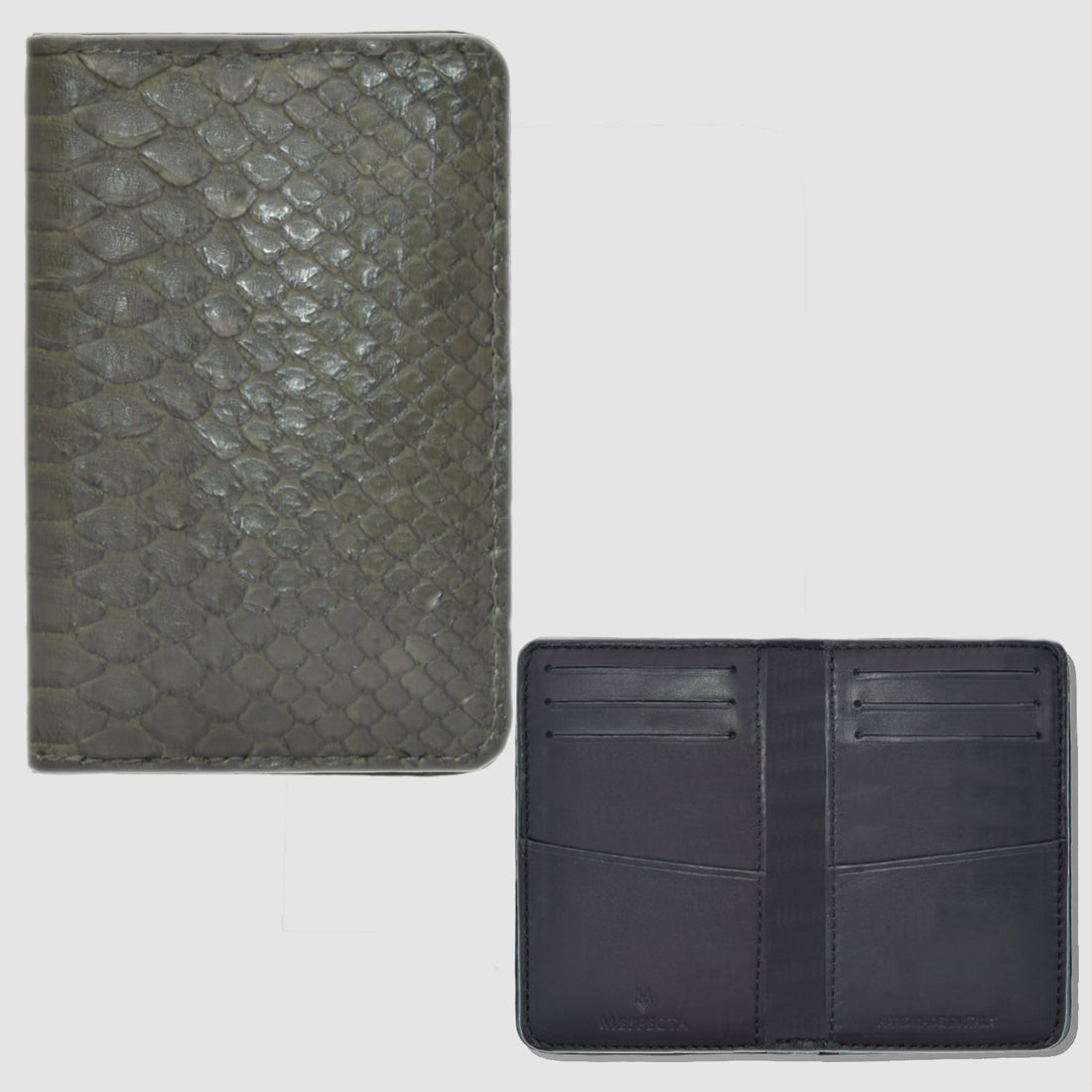 Porta carte mod "Podio" Organizer tascabile in vera pelle di Pitone Personalizzabile - Blu Navy